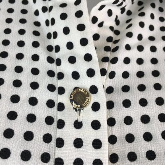 Karl Lagerfeld Polka Dot Blouse Neck Tie Top Size S - Picture 4 of 14